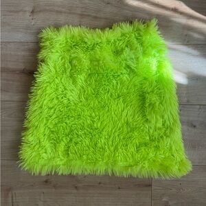 Neon Green Faux Fur Raver Skirt